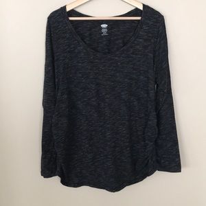 OLD NAVY Heathered LS Ruching Scoop Neck Top